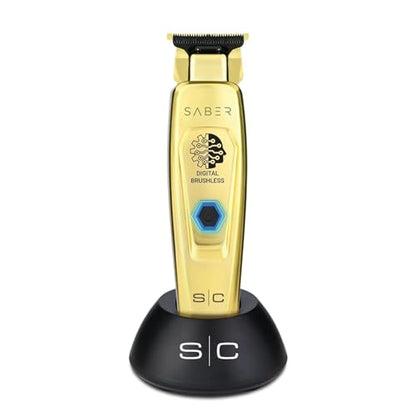 Stylecraft Saber Pro Grooming Bundle: Digital Brushless Saber II Clipper & Saber Trimmer (Gold) Holiday Gift Bundle