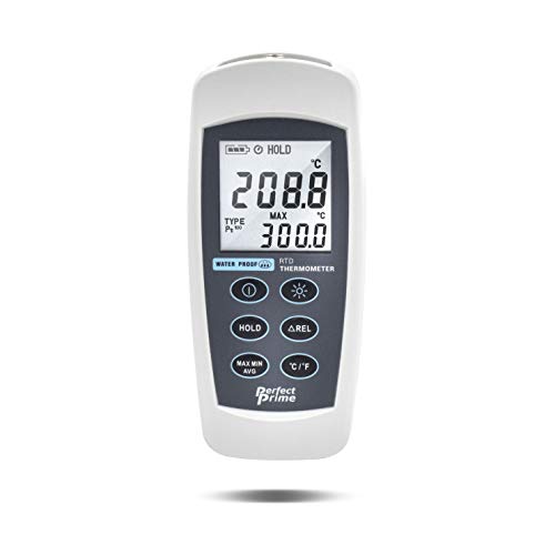 PerfectPrime TC0370, IP67 Water Proof Platinum RTD Thermometer with PT100/4 line Probe - style: 1 CH, RTD Water Proof