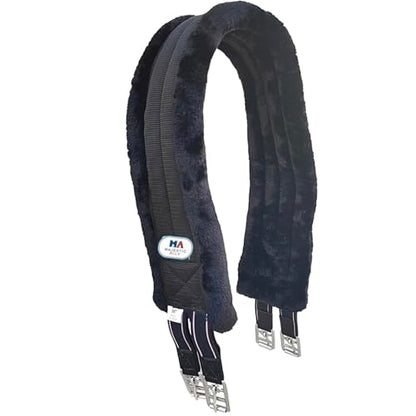 Majestic Ally Mink Fleece Padded Girth with Heavy Duty Elastics & Stainless Steal Hardware Brown -42",44",46",48" and 50" - color: Black, size: 44 Inch