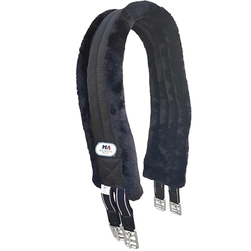 Majestic Ally Mink Fleece Padded Girth with Heavy Duty Elastics & Stainless Steal Hardware Brown -42",44",46",48" and 50" - color: Black, size: 48 Inch