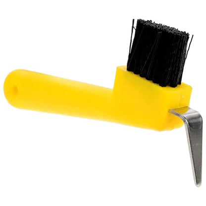 MPMH Ergonomic Horse Hoof Pick Brush with Heavy-Duty Rust-Resistant Steel Pick and Durable Nylon Bristles – Ideal for Hoof Care, Easy to Clean (Yellow) - color: Yellow