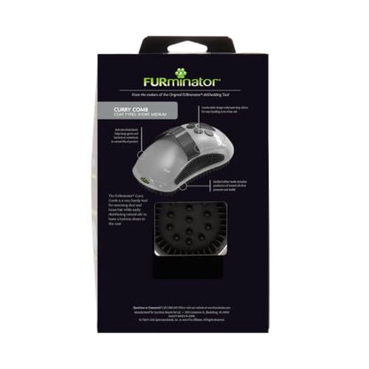 FURminator Curry Comb for Dogs & Cats With Short, Dense Coats | Removes Dust & Loose Hair, Distributes Natural Oils for Healthy Coat, Ideal for Short & Medium Coats, For Daily Use