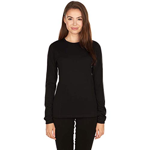 100% Merino Wool - Women's Midweight Base Layer - Long Sleeve Crew - color: 170 Lightweight Black, size: Medium