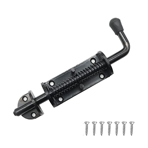 Black 2 Packs 6.5 Inch Heavy Duty Spring Loaded Latch Pin, Sliding Barrel Bolt Door Lock for Chests/Cabinets/Utility Trailer Gate, 2mm Thickened Interior and Outdoor Latch - size: 6.5