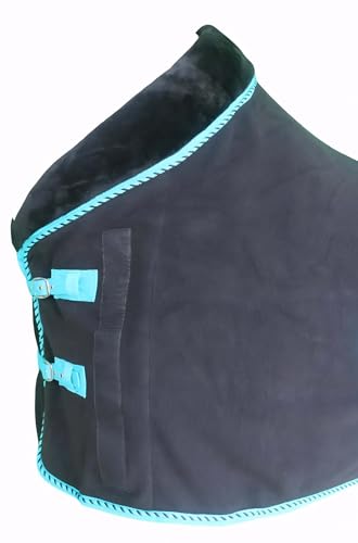 Challenger Horse Soft Fleece Cooler Contoured Exercise Blanket Liner Sheet Wicks 43MI01TR - color: Black Turquoise Trim, size: 76 inches