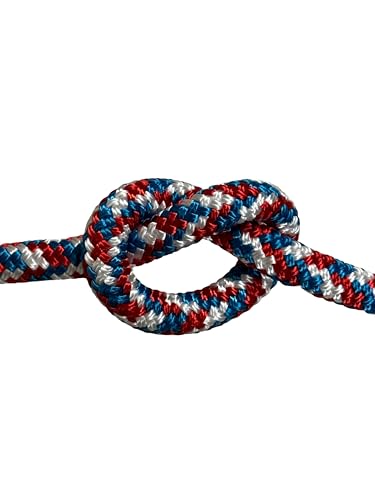 Blue Ox Rope 9/16" Yacht Braid Polyester, USA Made, Red/White/Blue, 25 ft - size: 25 feet