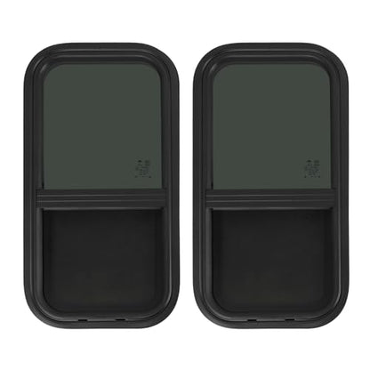 Vertical Sliding Black RV Window for Teardrop, Cargo, Horse Trailer, Marine Camper Window Replacement,12" Wide x 24" Tall, 2 Pack (12"x24") - size: 12"x24"