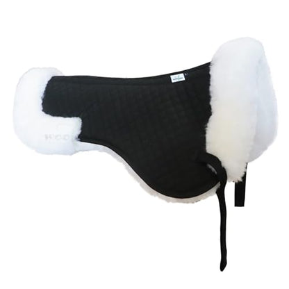 Woolous Sheepskin Half Pad for English Saddle, Wool Fleece Horse Saddle Pad - color: Black-White