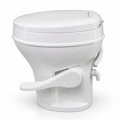 SEAFLO RV Toilet – 18.4" Residential Height, Gravity Flush Foot Pedal, 4-Year Warranty, Fits Most RVs (9.5" Rough-In), Soft Close Seat, 2-Bolt Mount, for Camper Travel Trailer Motorhome SFRTPH-01-01 - color: White