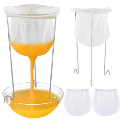 Jelly Strainer Stand, 3 Reusable Bags, Stainless Steel Sieve for Nut Milk