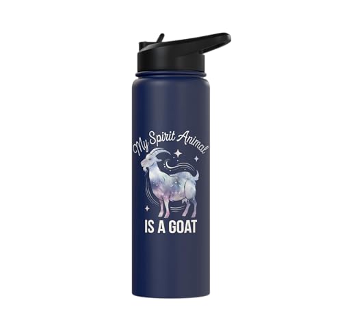 My Spirit Animal Is A Coat Cute Coat Pygmy Goat Farmer Stainless Steel Insulated Water Bottle - color: Navy Blue
