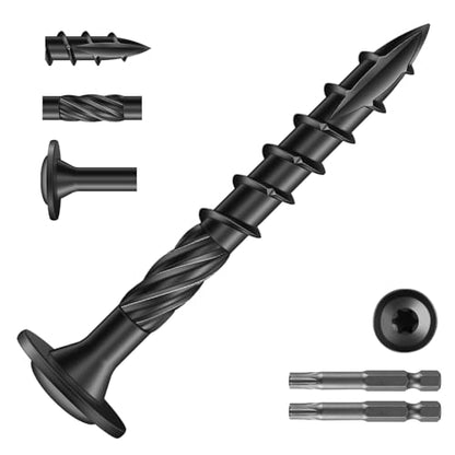 #14 x 2 Inch Lag Screws (248Pcs) 4lb. Structural Wood Screw, Black, Carbon Steel, Washer Head, Rust Resistant epoxy Coated, T30 Torx Bit - color: Black, size: #14 x 2"