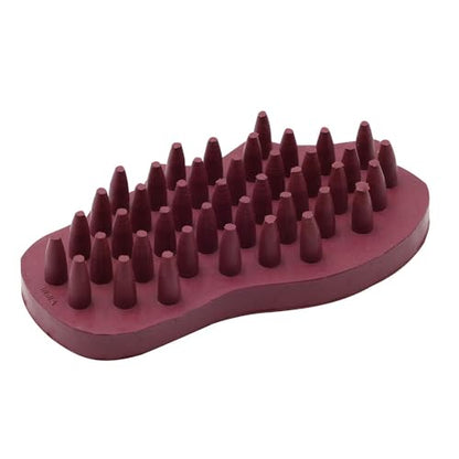 Grewal Equestrian Snuggy Clean Large Teeth Rubber Groomer Curry (Burgundy) - color: Burgundy