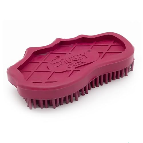 Grewal Equestrian Snuggy Groomer Soft Teeth Rubber Groomer Curry (Pink) - color: Pink