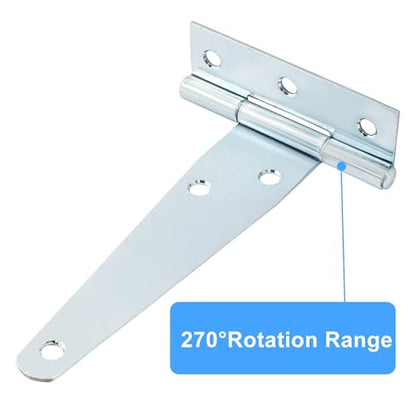 Murtenze 6Pack 4 Inch Silver T-Strap Shed Hinge - color: Silver, size: 4 Inch - 6Pack