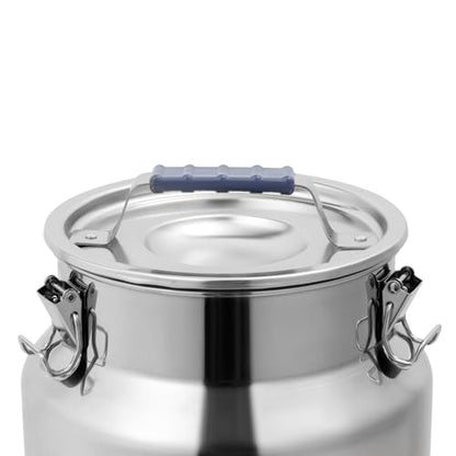 DYNAMI 3.2Gal Stainless Steel Airtight Canister,Large Metal Food Storage Container,Stainless Steel Bucket Milk Can Milk Jug With Lid&Handle, for Kitchen Rice Flour Coffee Bean (Silver) - color: Silver