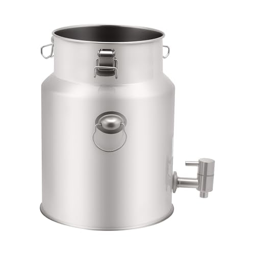 2.64 Gal 304 Stainless Steel Milk Can with Faucet and Sealing Lid,Heavy Duty Milk Bucket Liquid Container Storage,for Milk,Wine, Oil Storage Transport (10L/2.64Gal,w/Faucet) - size: 10L/2.64Gal,w/Faucet