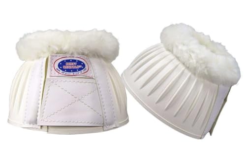 Derby Orginals Double Lock Horse Bell Boots with Sheepskin Trim White
