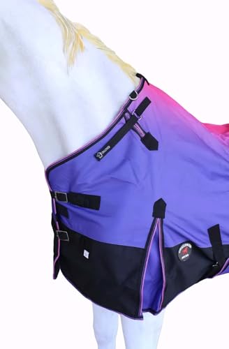 Challenger 1200D Turnout Waterproof Rain Horse Sheet Light Winter Blanket 393B - color: Berry Ombre, size: 76 inches