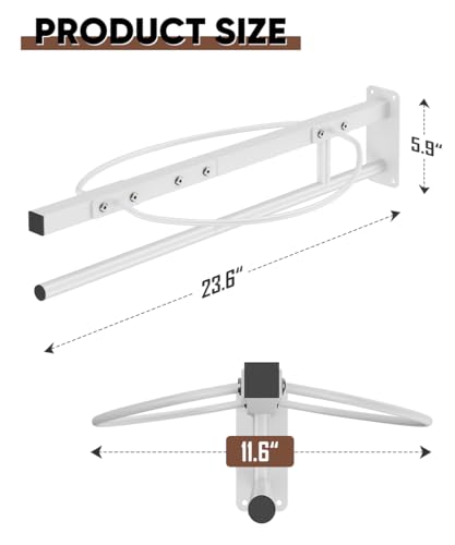 Queension Wall Mounted Saddle Rack with Pad Bar for Horses Saddles, White - style: Wall Mounted-White