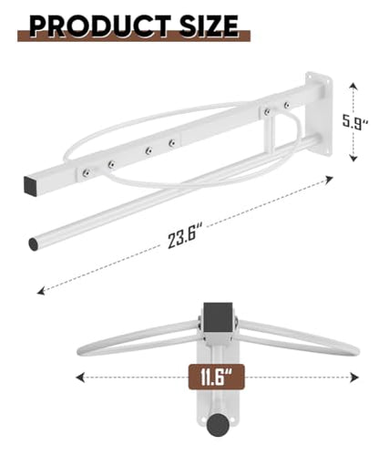 Queension Wall Mounted Saddle Rack with Pad Bar for Horses Saddles, White - style: Wall Mounted-White