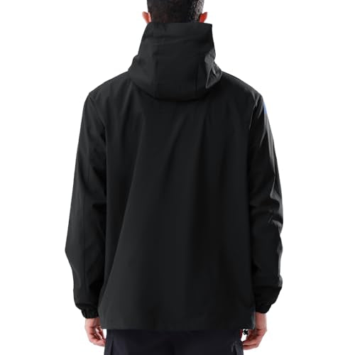 CAMEL CROWN Men's Ski Jacket 3 in 1 Waterproof Winter Jacket Snow Jacket Windproof Hooded with Inner Warm Fleece Coat - color: Black B612, size: Small