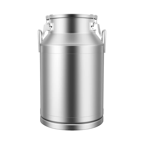 40L/10.5 Gallon Seamless 201 Stainless Steel Milk Can with Lid - size: 40L