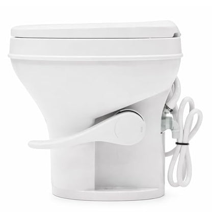 SEAFLO RV Toilet with Sprayer Attachment - White, 18.4” Residential Height, Gravity Flush Foot Pedal Camper Toilet Soft Close Seat Elongated Bowl Motorhome, 4-Year Warranty, SFRTPH-01-02 - color: White-Sprayer