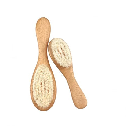 Baby Hair Brush with Wooden Handle, for Newborns & Toddlers-Natural Soft Goat Bristles-Ideal-Perfect Baby Registry Gift