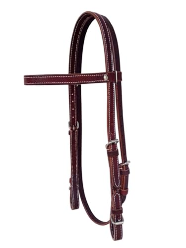 CHALLENGER Latigo Leather Western Bridle with Roller Adjustable Horse Headstall 78JBridle - color: Latigo White Stich, size: Minuature