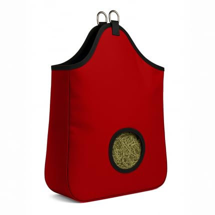 AJ Tack Hay Bag, 600D PVC Nylon, 2-Flake, 7 in Opening Red - color: Red