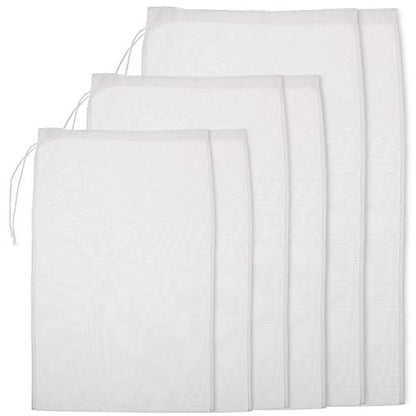 Boao 6 Pack Nut Milk Bags - Reusable Food Strainer Bags with Fine Mesh Nylon Drawstring, 3 Sizes