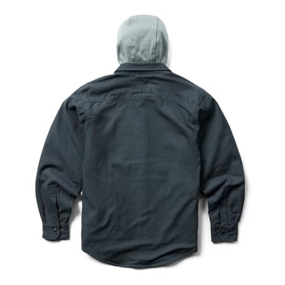 WOLVERINE Men's Overman Fleece Lined Cotton Duck Canvas Hooded Shirt Jacket - color: Granite, size: Medium