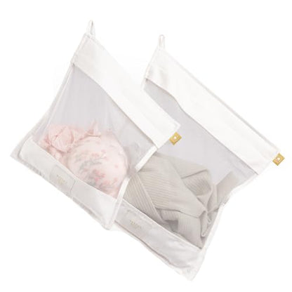 Organic Cotton Mesh Laundry Bags for Delicates & Travel, 2 Pack | Mesh Wash Bags for Lingerie, Bras, Delicates, and Garments; Large and Small Size for Machine Washing, Carbon Neutral, White