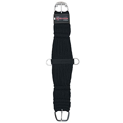 HILASON Horse Western 27 Strand Double Weave Black Roper Cinch | Girth Strap for Horses Back Saddle - size: 32 In