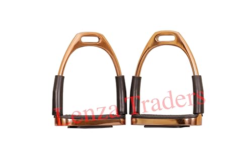 Rose Gold Flexible Stirrups Horse Riding Bendy Flex Safety Irons S Steel - size: 4" inch
