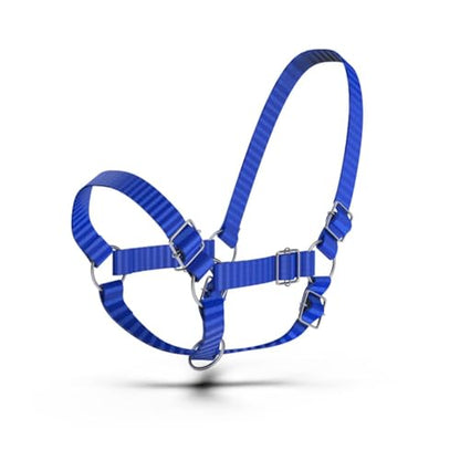 HADZAM Adjustable Nylon Cow Halter | Calf Halter one Halter for (1 Year to Full Size) Easy Adjustable Straps elimates the Need of Ill-Fitting Cattle Halter - color: BLUE