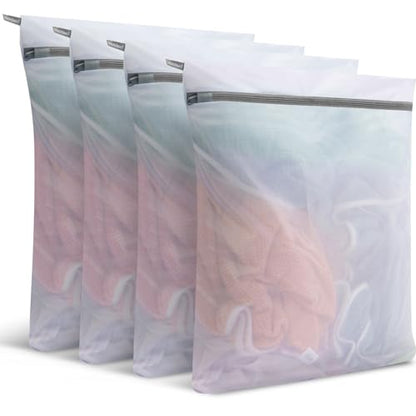 Laundry Bags Mesh Wash Bags,16"×20" Mesh Laundry Bags for Delicates, Laundry Bag for Delicates,Garment Bag for Washing Machine (Large,4 Pack) - size: Large (4Pcs)