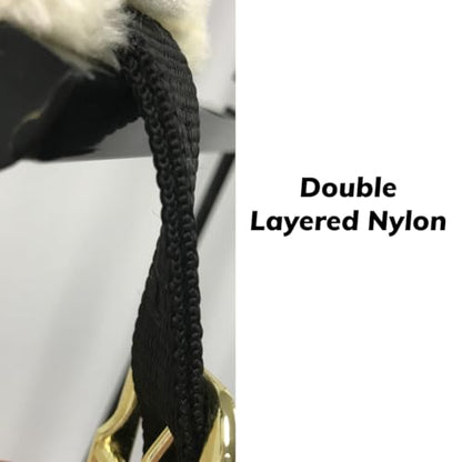 Derby Originals Comfortable Super Soft Padded Faux Mink Horse Black Nylon Halters with Throat Snap for Easy Removal, Daily Use, and 1-Year Warranty