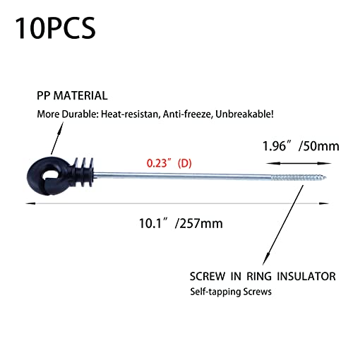 10Pcs Long Electric Fence Wood Post Insulator Screw-in Insulator | Long Arm Wood Post Insulator Fence Post Insulator Wire Insulators for Tape Rope Electric Fence Wire Wood Post Garden