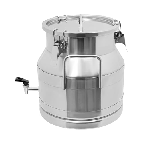 20L Stainless Steel Milk Can, Heavy Duty Food Storage & Transport Container for Dairy, Wine, Grains, Ideal for Home, Farm & Commercial Use, With a Faucet - size: 5.28Gallon