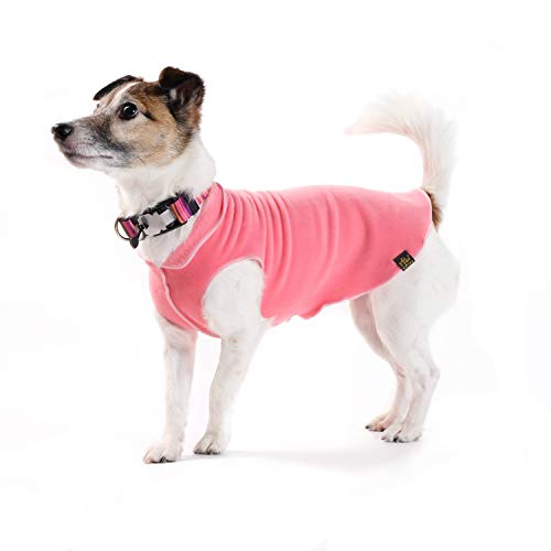 Gold Paw Stretch Fleece Dog Coat – Soft, Warm Dog Clothes, Stretchy Pet Sweater – Machine Washable, Eco Friendly – All Season, Coral, Size 30