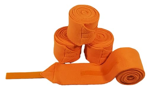 Big Black Horse Fleece Polo Leg Wraps - Orange- Set of 4 (Pony)
