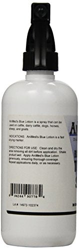 AniMed Blue Lotion Topical Antiseptic for Horses Dogs Cats Cows Sheep and Goats, 16-Ounce - size: 16-Ounce