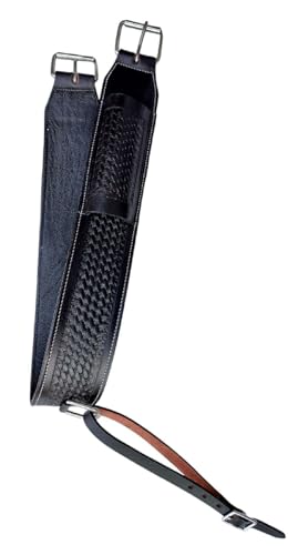 Western Leather Horse Roper Back Cinch Billets,Girth Saddle Billets Tack,Handcrafted Flank Saddle Cinch - color: Black