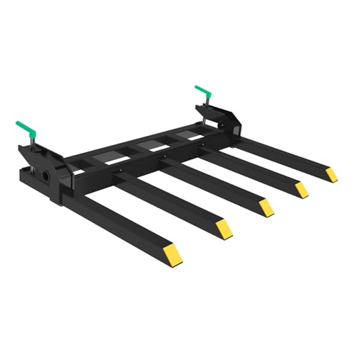48" Clamp On Debris Forks, 2500 lbs Capacity Heavy Duty Clamp On Pallet Forks Bucket Attachments for Loader Bucket Skidsteer Tractor, Clean Debris, Yard Waste