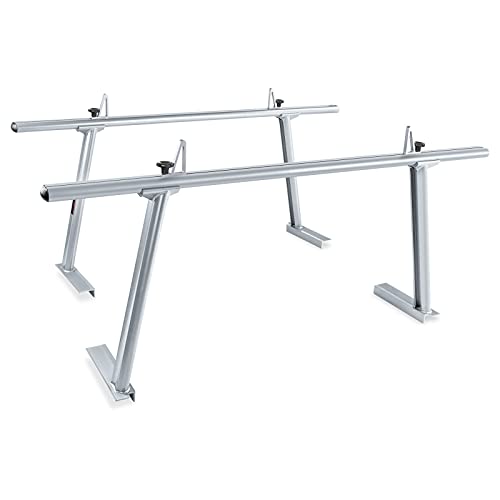 Model APX25 Extendable Aluminum Pick-Up Truck Ladder Rack (No Drilling Required) - Silver - color: Silver