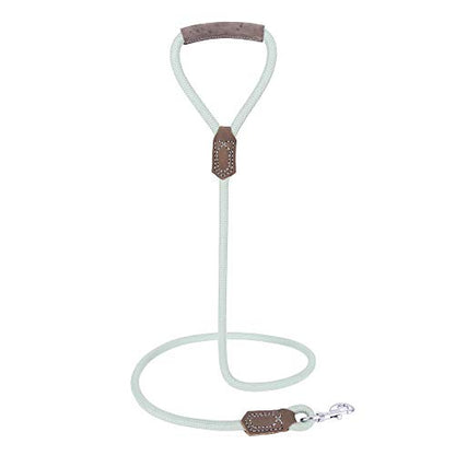 Mile High Life Dog Leash with Genuine Leather-Wrapped Ends/Handle, 4/5/6FT - color: Gray Green, size: 48 Inch-1/2"
