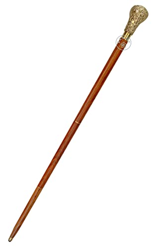 Vintage Walking Sticks in Natural Wood Elegant Walking Cane Brass Handle knob Brown Wood Stick - Victorian Cane - Fancy Cane for Men and Women
