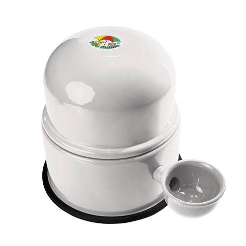 Pet Water Dispenser for Dogs and Cats, 47.3 oz – Gravity-Fed Aluminum Water Bowl, Prevents Wet Fur, Provides Continuous Fresh Water, Electrostatic Coated Finish, (White) - color: White
